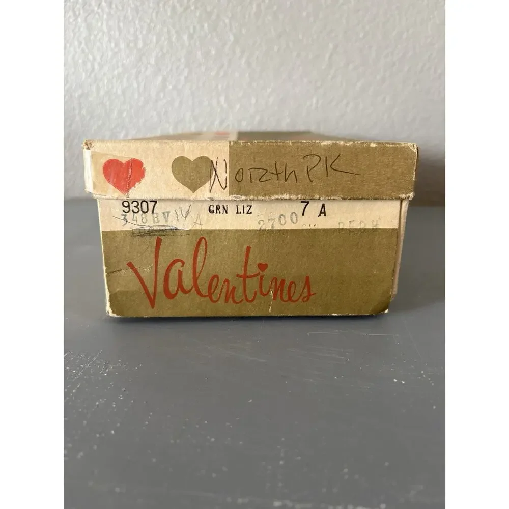 Vintage Valentines Genuine Lizard Skin Pumps Green Gold Heels Sz 7 Org Receipt